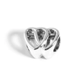 Close-up of interlocking hollow heart alloy charms for DIY jewelry making and bracelets - Double Heart