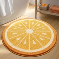 Tappetino da bagno assorbente a forma di arancia rotonda in fibra gialla - 60*60cm / Estate arancia radiosa
