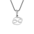 Silver stainless steel box chain necklace with Cancer zodiac sign pendant - Cancer / Steel