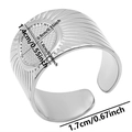 Dettaglio dell'anello ovale in acciaio inossidabile con trama a griglia e dimensioni - J420 / Color Acciaio
