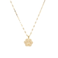 Gold stainless steel necklace with a zircon-pave cat paw pendant on flat wave chain - Gold Cat Paw Style (5470719308514)