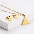 Elegant gold titanium steel jewelry set featuring triangle necklace and matching earrings - Solid Triangle
