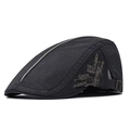 Casquette plate classique en coton noir avec broderie latérale et boucle en métal réglable - Réglable / Gris