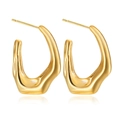 Detalle de pendientes de acero inoxidable dorado estilo lava con superficie pulida - Estilo de Lava Líquida Irregular (C014)