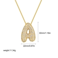 Detailed dimension guide for 18K gold plated letter A pendant with clear zircon inlay - Letter A / Gold