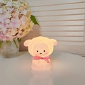 Cartoon sheep night light with pink bow tie emitting warm yellow glow in a soft setting - Large Sheep - Pink