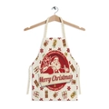 Linen Christmas apron with Santa Claus print and Merry Christmas greeting design - Red Santa Gift (WQ01-7)