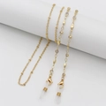 Gold chain glasses strap with eye-shaped metal sequins and sparkling crystal rhinestones - 70cm / Marquise Metal With Rhinestone