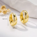 Detailed technical diagram showing dimensions of gold teardrop copper hoop earrings - EH739 Gold Chunky Hoops