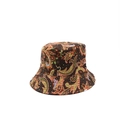 Bohemian Fischerhut mit Paisley-Muster und bunten Blumenmotiven auf dunkelbraunem Canvas - Paisley-Böhmisches Druckdesign (01)