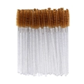 Glitter clear handle disposable eyelash brushes with brown spiral fiber bristles - Crystal Handle Coffee Bristles (50Pcs/Pack)