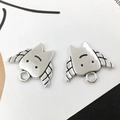 Silberne Flügel-Cartoon-Anhänger aus Retro-Legierung für kreative DIY-Armbänder - Geflügelter Zahn (19x17mm)