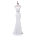 Elegantes weißes Meerjungfrau-Brautkleid aus Spitze mit Herz-Ausschnitt und Kristallgürtel - US size 2 (S) / Weiß