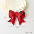Christmas red felt bow pendant with gold dots and holly leaves decoration, 11cm holiday ornament - Red Bow