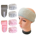 Pink coral fleece headband and wristband set for yoga and skincare routine - Customization Only (Contact Support)
