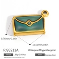 Pendentif enveloppe en émail sarcelle en acier inoxydable plaqué or 18k pour bijoux DIY - Pendentif Sac Enveloppe Sarcelle PJ93211A