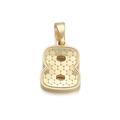 Detailed macro view of a gold-plated number 8 sun pendant with honeycomb texture - Number 8
