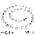 Silver stainless steel geometric knot necklace, length 650mm width 6mm weight 43g - Steel Color Necklace 65cm (KN228591-Z)
