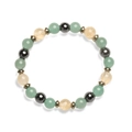Détail de perles en pierre naturelle de 8mm sur bracelet élastique avec séparateurs en métal - Aventurine Verte & Citrine & Hématite