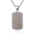 Colgante militar de acero inoxidable para hombre con placa cepillada y cadena de caja - Color Acero
