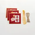 Three red festive gift bags with 'Xile' text, yellow ribbons and woven handles set - Xi Le (ZD5001) / Size M (3 Pieces/Pack)