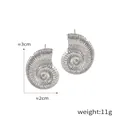 Zilveren nautilus schelp oorbellen met spiraalreliëf patroon van 3 cm hoog - Spiraalvormige Schelp / Zilver