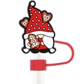 Weihnachtswichtel Silikon-Strohhalmabdeckung mit rotem Punkthut und Lebkuchenbaum - Weihnachtsgnom mit Lebkuchenbaum