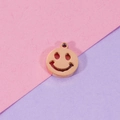 Rose gold stainless steel 9mm hollow smiley face charm pendant for DIY jewelry making - Rose Gold