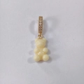 Gold-plated necklace with a cream gummy bear resin pendant and sparkling crystal ring - Cream Bear