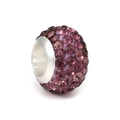 Sparkling pavé crystal bead charm in purple and magenta finish for DIY jewelry - Purple