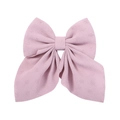 Detail of pink floral bow hair clip with textured diamond weave and chiffon fabric - Pink