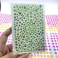 Self-adhesive green acrylic rhinestones in various sizes for face makeup and nail art - 11x16cm / Green & Blue Mixed