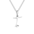 Minimalist stainless steel necklace featuring letter T pendant with hollow heart detail - Letter T (T-Silver) / Steel Color