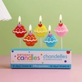 Five-piece colorful cupcake-shaped birthday candles set with heart toppers - Colored Ice Cream Candle