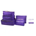 Purple travel organizer set of 6 waterproof storage bags for luggage organization - 6-Piece Set / Bright Purple