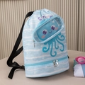 Blue kids waterproof swimming bag with octopus pattern and bottom compartment - Blue Octopus