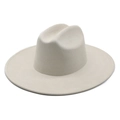 Chapeau Fedora classique en daim blanc crème à large bord pour l'automne et l'hiver - M (56-58cm) / Beige