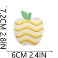 Detailed view of yellow striped apple embroidery patch with 7.2x6cm size dimensions - No.4 (Yellow White Wave Apple)