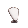 Luxury walnut wood and white leather portrait necklace display stand for jewelry - Walnut Wood Beige