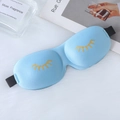Light blue 3D sleeping mask with yellow eyelash print and adjustable elastic strap - Gold Stamping Eyelash Style / Sky Blue