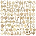 Assorted gold enamel charms in various shapes for DIY necklace and bracelet jewelry making - KC Gold 100 Styles