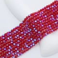 Strands of 4mm red faceted crystal glass beads with AB iridescent finish for DIY jewelry - 4mm (Approx 98pcs/Strand) / Red Dazzle Blue