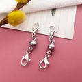 Silver dual lobster claw magnetic clasps for DIY jewelry necklace making - White K Smooth Ball Magnetic Clasp / 6x37mm