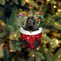 Weihnachtsanhänger Hund im Strumpf mit schwarzen Cockerspaniel und Rentiergeweih - Schwarzer Hund Typ 8