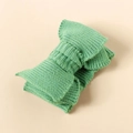 Elastic green knitted baby headband with a soft double-layer bow for infant hair styling - Green