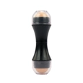 Dual-head volcanic stone oil-absorbing roller with black grip and clear protective caps - Double Head / Black