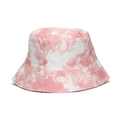 Pink and white tie-dye bucket hat in cotton canvas with a double-sided stylish design - Pink and White Tie-dye Style (5#)