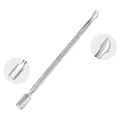 Professional silver stainless steel dual-ended nail cuticle pusher 01# with non-slip grip - Pointed and Round Style (01#)