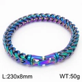 Rainbow plated stainless steel dragon bone link bracelet 8mm wide 230mm length - 8mm Width (KB169617-KFC)