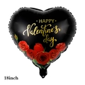 18-inch black heart foil balloon with gold Happy Valentine's Day and red roses - 18 Inch Black Happy Valentine's Day Heart